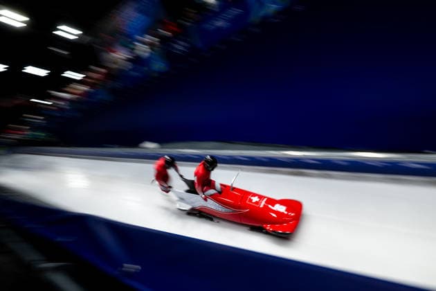 VOGT Michael, NDIAYE Amadou David (Schweiz) am Start, ITA, Olympische Spiele Milano Cortina 2026, Olympia, Zweierbob Herren, 17.02.2026 ITA, Olympische Spiele Milano Cortina 2026, Olympia, Zweierbob Herren, 17.02.2026 Cortina d Ampezzo *** VOGT Michael, NDIAYE Amadou David Switzerland at the start, ITA, Olympic Games Milano Cortina 2026, Olympia, two-man bobsleigh men, 17 02 2026 ITA, Olympic Games Milano Cortina 2026, Olympia, two-man bobsleigh men, 17 02 2026 Cortina d Ampezzo Copyright: xEibner-Pressefoto Memmlerx EP_MMR