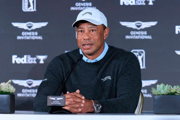 February 17, 2026, Pacific Palisades, California, USA: Tiger Woods during a press conference, PK, Pressekonferenz in preparation for the 2026 Genesis Invitational on Tuesday February 17, 2026 at the Riviera Country Club in Pacific Palisades, California. ARIANA RUIZ PI Tiger Woods Press Conference  - ZUMAp124 20260217_zaa_p124_011 Copyright: xArianaxRuizx