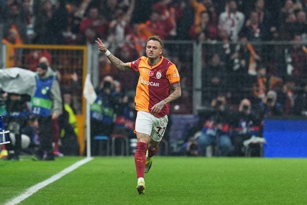 Galatasaray v Juventus - UEFA Champions League ISTANBUL, TURKIYE - FEBRUARY 17: Noa Lang (77) of Galatasaray celebrates after scoring a goal during the UEFA Champions League round of 16 play-off first-leg match between Juventus and Galatasaray at RAMS Park stadium in Istanbul, Turkiye on February 17, 2026. Adem Kutucu Anadolu Istanbul Turkey. Editorial use only. Please get in touch for any other usage.  Copyright: x2026xAnadoluxAdemxKutucux