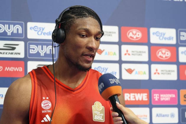 David McCormack FC Bayern Basketball, 33 at the post-match interview, GER, FC Bayern Basketball vs Skyliners Frankfurt, Basketball, easycredit Basketball Bundesliga, 21 Matchday, Season 2025 2026, 17 02 2026, GER, FC Bayern Basketball vs Skyliners Frankfurt, Basketball, easycredit Basketball Bundesliga, 21 Matchday, Season 2025 2026, 17 02 2026 Muenchen Copyright: xEibner-Pressefoto JennixMaulx EP_JML