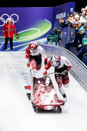 OLYMPICS - Winter Olympic Games, Olympische Spiele, Olympia, OS Milano Cortina 2026 CORTINA D AMPEZZO,ITALY,17.FEB.26 - OLYMPICS, BOBSLEIGH - Winter Olympic Games Milano Cortina 2026, 2-man, men. Image shows Jekabs Kalenda and Matiss Miknis (LAT).  GEPAxpictures xMaticxKlansek