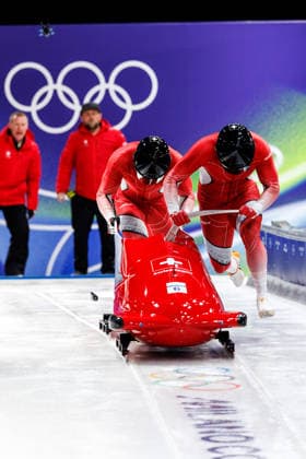 OLYMPICS - Winter Olympic Games, Olympische Spiele, Olympia, OS Milano Cortina 2026 CORTINA D AMPEZZO,ITALY,17.FEB.26 - OLYMPICS, BOBSLEIGH - Winter Olympic Games Milano Cortina 2026, 2-man, men. Image shows Michael Vogt and Amadou David Ndiaye (SUI).  GEPAxpictures xMaticxKlansek