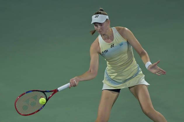 2026 Dubai Duty Free Tennis Championships DUBAI, UAE - FEBRUARY 17: Elena Rybakina of Kazakhstan competes against Kimberly Birrell (not seen) of Australia during the 2026 Dubai Duty Free Tennis Championships last 16 match between Elena Rybakina and Kimberly Birrell at Dubai Duty Free Tennis Stadium in Dubai, United Arab Emirates on February 17, 2026. Waleed Zein Anadolu Dubai United Arab Emirates. Editorial use only. Please get in touch for any other usage.  Copyright: x2026xAnadoluxWaleedxZeinx