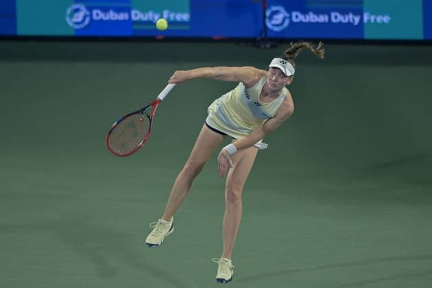 2026 Dubai Duty Free Tennis Championships DUBAI, UAE - FEBRUARY 17: Elena Rybakina of Kazakhstan competes against Kimberly Birrell (not seen) of Australia during the 2026 Dubai Duty Free Tennis Championships last 16 match between Elena Rybakina and Kimberly Birrell at Dubai Duty Free Tennis Stadium in Dubai, United Arab Emirates on February 17, 2026. Waleed Zein Anadolu Dubai United Arab Emirates. Editorial use only. Please get in touch for any other usage.  Copyright: x2026xAnadoluxWaleedxZeinx