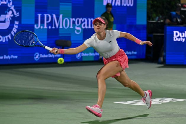 2026 Dubai Duty Free Tennis Championships DUBAI, UAE - FEBRUARY 17: Elena Rybakina (not seen) of Kazakhstan competes against Kimberly Birrell of Australia during the 2026 Dubai Duty Free Tennis Championships last 16 match between Elena Rybakina and Kimberly Birrell at Dubai Duty Free Tennis Stadium in Dubai, United Arab Emirates on February 17, 2026. Waleed Zein Anadolu Dubai United Arab Emirates. Editorial use only. Please get in touch for any other usage.  Copyright: x2026xAnadoluxWaleedxZeinx