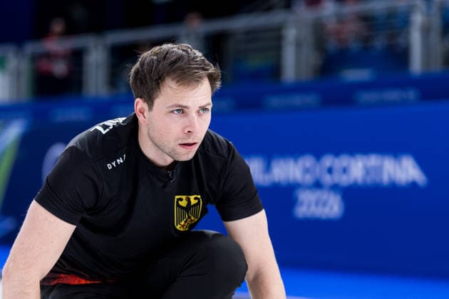 CORTINA, ITALY - FEBRUARY 17: Marc Muskatewitz (Germany) during the Curling Men Germany vs Switzerland - Round Robin Session 10 at the Milano Cortina 2026 Olympics at Cortina Curling Olympic Stadium on day 11 of the Milano Cortina 2026 Olympics on February 17, 2026 in Cortina, Italy. Editorial use only. Italy Copyright: xSteffiexWunderlx