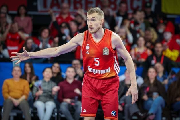 Niels Giffey 5 FC Bayern Muenchen Basketball , gestures, FC Bayern Muenchen Basketball vs Skyliners Frankfurt, easycredit BBL, BBL, Basketball, Men, Season 2025 2025, Regular Season, 21 Matchday, 17 02 2026 Muenchen Bayern Germany Copyright: xkolbert-press MartinxAgüerax