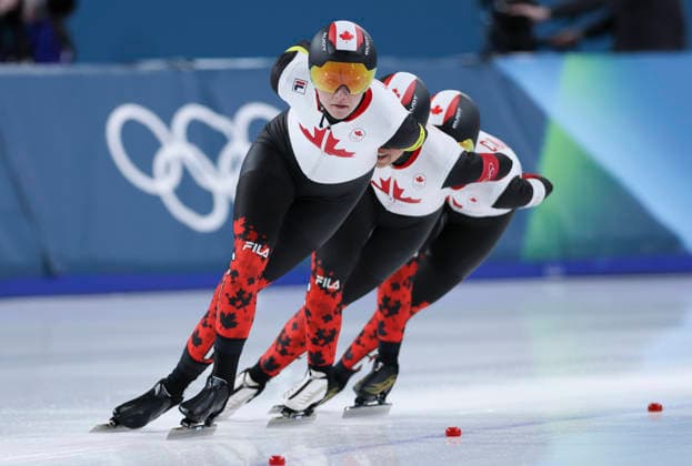 (260217) -- MILAN, Feb. 17, 2026 -- Ivanie Blondin (R), Valerie Maltais (C) and Isabelle Weidemann of Canada compete during the Speed skating, Eisschnelllauf women s team pursuit final A between Canada and the Netherlands at the Milan-Cortina 2026 Olympic Winter games, Winterspiele,Spiele, Summer games in Milan, Italy, Feb. 17, 2026. ) (MICO2026)ITALY-MILAN-OLYMPIC WINTER GAMES-SPEED SKATING-WOMEN S TEAM PURSUIT-FINALS DuxXiaoyi 