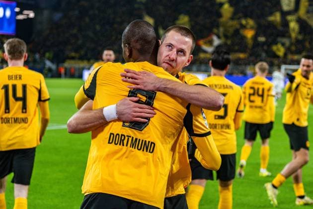17 02 2026, Borussia Dortmund vs Atalanta Bergamo, UEFA Champions League, Playoffs Goal for 1 0 by Serhou Guirassy Borussia Dortmund, 9 Regulations prohibit any use of photographs as image sequences and or quasi video Copyright: xBahhoxKarax