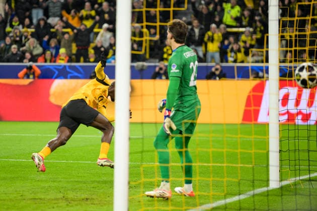 Soccer, Champions League, 20260217, BV Borussia Dortmund Atalanta Bergamo In the picture Goal 1 0 Goalscorer Serhou GUIRASSY Dortmund, 9 Dortmund Signal Iduna Park North Rhine-Westphalia Germany Copyright: Passion2Press MarkusxFischerx