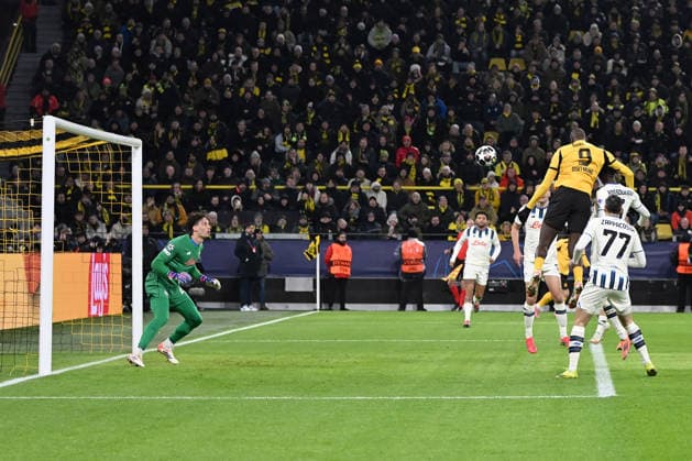 Serhou Guirassy Borussia Dortmund scores his team™s first goal during the UEFA Champions League 2025 26, Play offs, first leg match between Borussia Dortmund and Atalanta Bergamo, BVB Stadion on February 17, 2026 in Dortmund, Germany Photo by Ralf Treese DeFodi Images Serhou Guirassy Borussia Dortmund scores his team™s first goal during the UEFA Champions League 2025 26 League Knockout Play off First Leg match between Borussia Dortmund and Atalanta BC at BVB Stadion Dortmund on February 17, 2026 in Dortmund, Germany Photo by Ralf Treese DeFodi Images