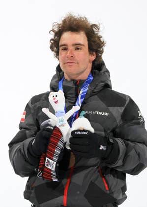 OLYMPICS - Winter Olympic Games, Olympische Spiele, Olympia, OS Milano Cortina 2026 LIVIGNO,ITALY,17.FEB.26 - OLYMPICS, FREE SKI, FREESTYLE SKIING - Winter Olympic Games Milano Cortina 2026, big air, men, final, medal ceremony. Image shows the rejoicing of Matej Svancer (AUT).  GEPAxpictures xWolfgangxGrebien