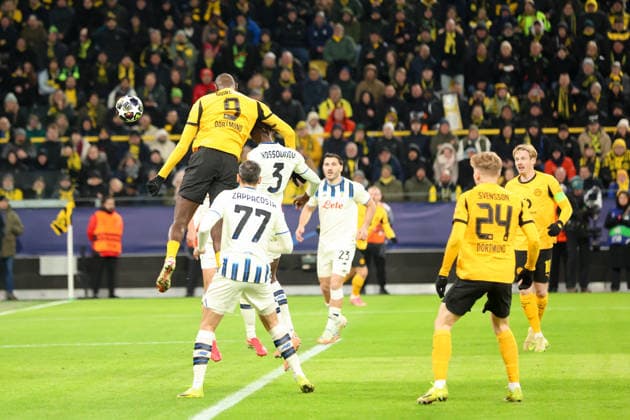 Header by Serhou Guirassy Borussia Dortmund to 1 0 GER, Borussia Dortmund vs Atalanta Bergamo, Football, Champions League, Play off, Season 2025 2026, 17 02 2026 GER, Borussia Dortmund vs Atalanta Bergamo, Football, Champions League, Play off, Season 2025 2026, 17 02 2026 Dortmund Copyright: xEibner-Pressefoto FrankxZeisingx EP_FZG