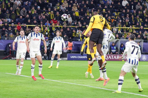 17 02 2026, xgrfx, Football UEFA Champions League, Borussia Dortmund Atalanta Bergamo v l Tor, Serhou Guirassy Borussia Dortmund DFL DFB REGULATIONS PROHIBIT ANY USE OF PHOTOGRAPHS as IMAGE SEQUENCES and or QUASI VIDEO Dortmund