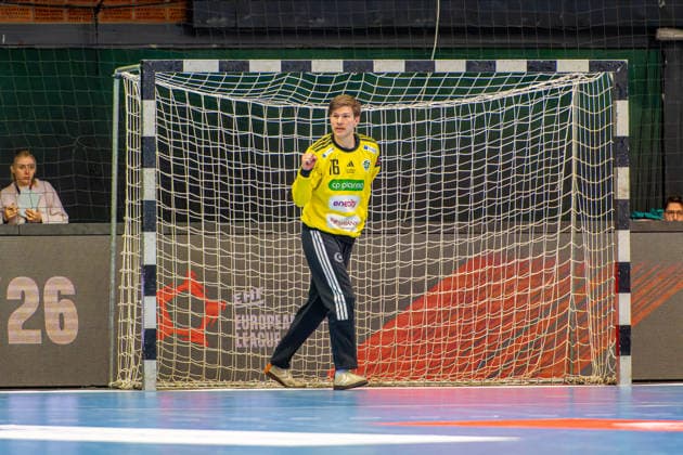 Simon Gade TSV Hannover Burgdorf, Nr 16 L R , TSV Hannover Burgdorf orange against RK Nexe mint 1 Matchday of the Main Round EHF European League 2025 2026 17 02 2026, Swiss Life Hall Hannover, GER , Copyright: xJanxGuentherx xTSVxHannover-Burgdorfx