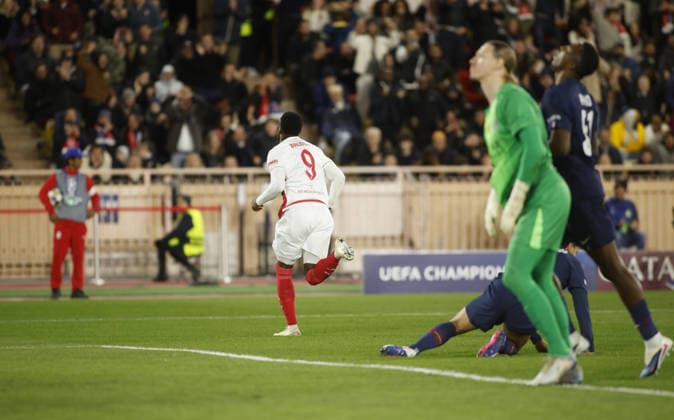 Folarin Balogun of AS Monaco celebrating after a goal during the Uefa Champions League, season 2025 2026, first leg play-off, football match between AS Monaco and FC Paris Saint-Germain on 17 February 2026 at Stade Louis II, Monaco. Photo Nderim Kaceli  Copyright: xNderimxKaceli IPAxSportx xipa-agency.netx xx IPA_71657019 IPA_Agency_IPA71657019