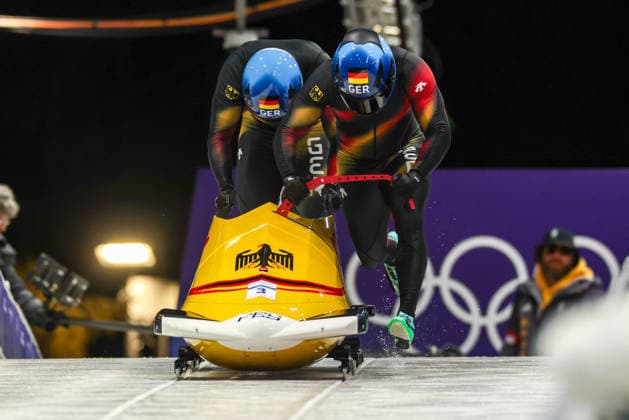 Ger - Ammour Adam - Schaller Alexander during the Olympic Winter Milano-Cortina 2026, Bobsleigh 2-man on February 17, 2026 at Cortina Sliding Centre in Cortina, Italy  Copyright: xLucianoxMariaxBisi IPAxSportx xipa-agency.netx xx IPA_71657118 IPA_Agency_IPA71657118
