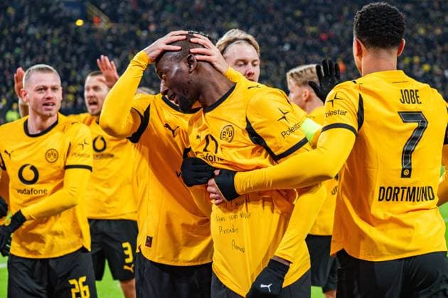 17 02 2026, Borussia Dortmund vs Atalanta Bergamo, UEFA Champions League, Playoffs Goal for 1 0 by Serhou Guirassy Borussia Dortmund, 9 Regulations prohibit any use of photographs as image sequences and or quasi video Copyright: xBahhoxKarax