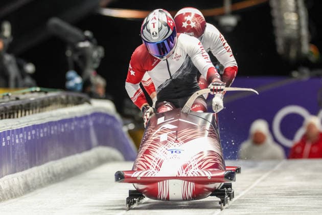 GIOCHI OLIMPICI - Olimpiadi Invernali Milano-Cortina 2026 - Bobsleigh 2-man Lat - Kalenda Jekabs - Miknis Matiss during the Olympic Winter Milano-Cortina 2026, Bobsleigh 2-man on February 17, 2026 at Cortina Sliding Centre in Cortina, Italy Cortina D Ampezzo Italy  Copyright: xIPAxSport ABACAx
