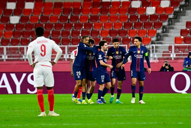 FOOTBALL : AS Monaco VS Paris Saint-Germain - UEFA Champions League - 17 02 2026 Joy PSG - But Achraf Hakimi - UEFA Champions League match between AS Monaco and Paris Saint Germain on February 17, 2026 at the Louis II Stadium in Monaco. MonacoMonaco  Copyright: xWilliamxCannarellax