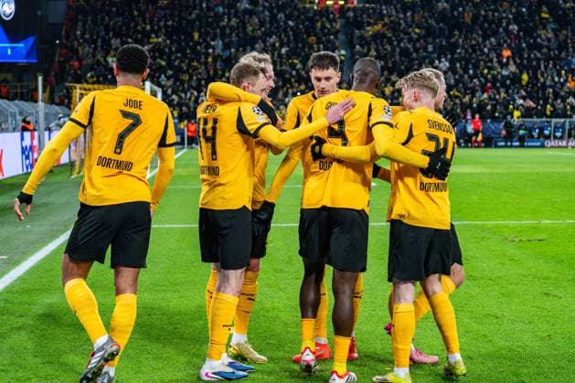 17 02 2026, Borussia Dortmund vs Atalanta Bergamo, UEFA Champions League, Playoffs Goal for 2 0 by Maximilian Beier Borussia Dortmund, 14 after an assist by Serhou Guirassy Borussia Dortmund, 9 Regulations prohibit any use of photographs as image sequences and or quasi video Copyright: xBahhoxKarax
