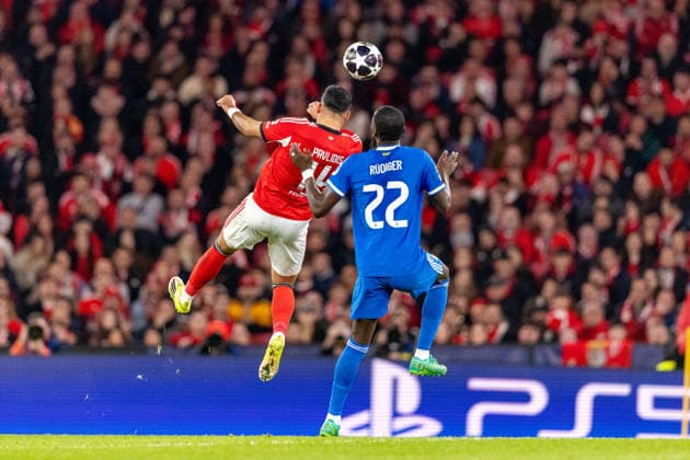 Antonio Rudiger and Vangelis Pavlidis seen during Champions League play off game between SL Benfica and Real Madrid CF (Maciej Rogowski Ball Raw Images) Lisbon Estadio da Luz Portugal Copyright: xMaciejxRogowskix ROG_BENvsRMA-096