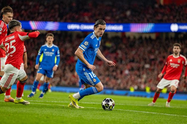 Alvaro Carreras seen during Champions League play off game between SL Benfica and Real Madrid CF (Maciej Rogowski Ball Raw Images) Lisbon Estadio da Luz Portugal Copyright: xMaciejxRogowskix ROG_BENvsRMA-101