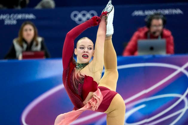 Niina Petrokina of Estonia performs during the Women s Single Skating Short Program at the Milano Figure skating, Eiskunstlauf Stadium in Milan, Italy on Tuesday, February 17, 2026.  OLY20260217146 RICHARDxELLIS