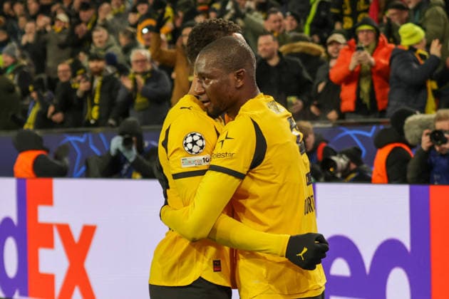 17 02 2026, xgrfx, Football UEFA Champions League, Borussia Dortmund Atalanta Bergamo v l Tor, Serhou Guirassy Borussia Dortmund DFL DFB REGULATIONS PROHIBIT ANY USE OF PHOTOGRAPHS as IMAGE SEQUENCES and or QUASI VIDEO Dortmund