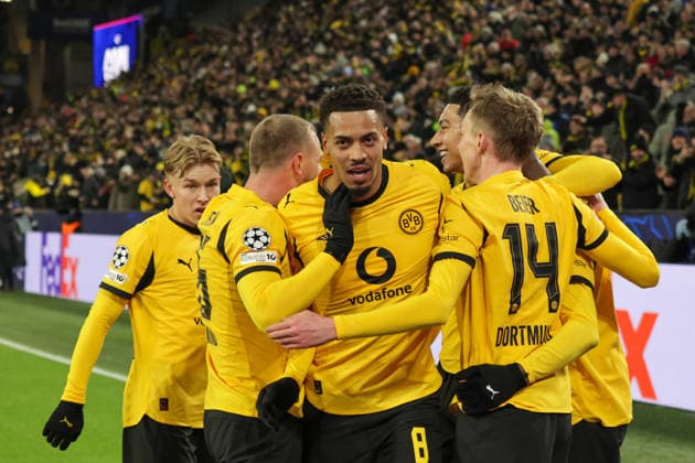 17 02 2026, xgrfx, Football UEFA Champions League, Borussia Dortmund Atalanta Bergamo v l Tor, Maximilian Beier Borussia Dortmund DFL DFB REGULATIONS PROHIBIT ANY USE OF PHOTOGRAPHS as IMAGE SEQUENCES and or QUASI VIDEO Dortmund