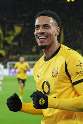 17 02 2026, xgrfx, Football UEFA Champions League, Borussia Dortmund Atalanta Bergamo v l Torjubel, Felix Nmecha Borussia Dortmund DFL DFB REGULATIONS PROHIBIT ANY USE OF PHOTOGRAPHS as IMAGE SEQUENCES and or QUASI VIDEO Dortmund