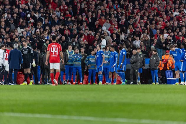 Game stop because of racism during the match between SL Benfica and Real Madrid , valid for UEFA Champions League 2025 2026 at Estadio do Lisboa Benfica on 17 February 2026. Lisbon Estadio do Sport Lisboa Benfica Lisbon Portugal Copyright: xIMAGOx xPRIMExSPORTSxIMAGESx xFILIPExOLIVEIRAx