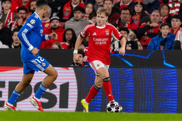 Andreas Schjelderup seen during Champions League play off game between SL Benfica and Real Madrid CF (Maciej Rogowski Ball Raw Images) Lisbon Estadio da Luz Portugal Copyright: xMaciejxRogowskix ROG_BENvsRMA-144