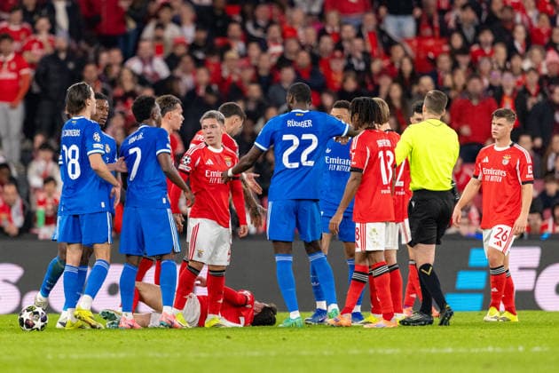Players of Benfica and Real seen during Champions League play off game between SL Benfica and Real Madrid CF (Maciej Rogowski Ball Raw Images) Lisbon Estadio da Luz Portugal Copyright: xMaciejxRogowskix ROG_BENvsRMA-151