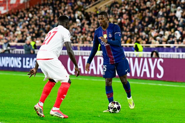FOOTBALL : AS Monaco VS Paris Saint-Germain - UEFA Champions League - 17 02 2026 Nuno Mendes (PSG) - UEFA Champions League match between AS Monaco and Paris Saint Germain on February 17, 2026 at the Louis II Stadium in Monaco. MonacoMonaco  Copyright: xWilliamxCannarellax