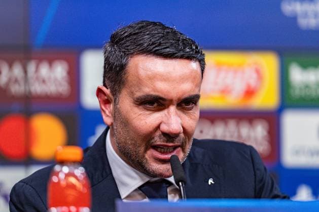 17 02 2026, Borussia Dortmund vs Atalanta Bergamo, UEFA Champions League, Playoffs Press conference with Raffaele Palladino Atalanta Bergamo, Trainer, Coach Regulations prohibit any use of photographs as image sequences and or quasi video Copyright: xBahhoxKarax