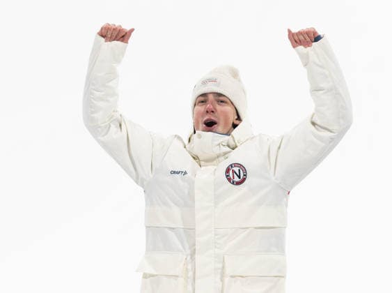 OLYMPICS - Winter Olympic Games, Olympische Spiele, Olympia, OS Milano Cortina 2026 LIVIGNO,ITALY,17.FEB.26 - OLYMPICS, SNOWBOARD - Winter Olympic Games Milano Cortina 2026, slopestyle, women, final, medal ceremony. Image shows the rejoicing of Tormod Frostad (NOR).  GEPAxpictures xWolfgangxGrebien