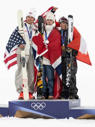 OLYMPICS - Winter Olympic Games, Olympische Spiele, Olympia, OS Milano Cortina 2026 LIVIGNO,ITALY,17.FEB.26 - OLYMPICS, SNOWBOARD - Winter Olympic Games Milano Cortina 2026, slopestyle, women, final, medal ceremony. Image shows Mac Forehand (USA), Tormod Frostad (NOR) and Matej Svancer (AUT). Keywords: medal.  GEPAxpictures xWolfgangxGrebien