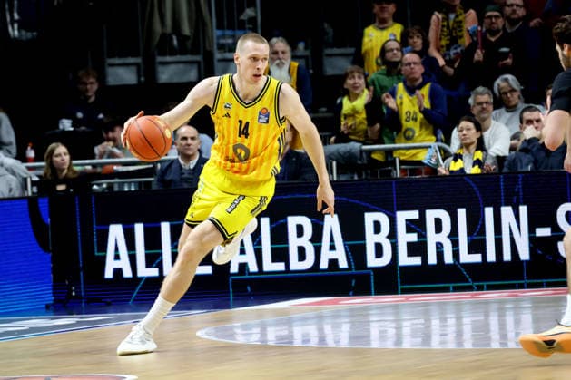 DEU, easyCredit BBL, ALBA vs Hamburg, 17 02 2026, Uber Arena, Berlin, DEU, easyCredit BBL, ALBA vs Hamburg, in the picture Martynas Echodas ALBA Berlin 14 nordphotoxGmbHx xEngler nph00076