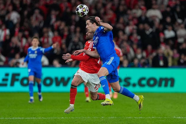 Lisbon, 17 02 25 - Benfica hosted Real Madrid at stadium da Luz in a match for the KO play-offs 1st leg of UEFA Champions League 2025 26. Rafael¯Alexandre¯Fernandes¯Ferreira¯da¯Silva (Rafa) of SL Benfica, Alvaro Carreras of Real Madrid CF brunodecarvalho_benficarealmadrid-7758 Lisbon Estadio da Luz Lisbon Portugal Copyright: xKapta+x xAtlÃ¢nticoxPressx