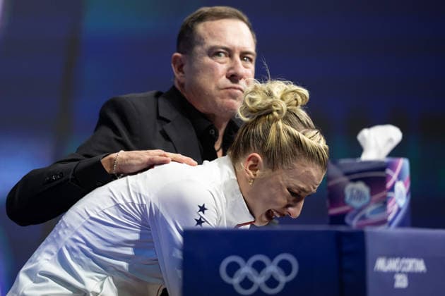 February 17, 2026, Milano, Lombardy, Italy: Amber Glenn of the United States reacts after her performance and is in 13th place in the Women Figure skating, Eiskunstlauf Short Program during the 2026 Winter Olympics at the Milano Ice Skating Arena on Tuesday in Milano. Milano Italy - ZUMAj89_ 20260217_oly_j89_079 Copyright: xPaulxKitagakixJr.x