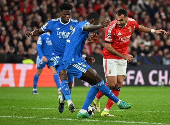 Benfica v Real Madrid - UEFA Champions League LISBON, PORTUGAL - FEBRUARY 17: Benfica player Vangelis Pavlidis competes during the UEFA Champions League match between SL Benfica and Real Madrid at Estadio da Luz in Lisbon, Portugal, on February 17, 2026. Zed Jameson Anadolu Lisbon Portugal. Editorial use only. Please get in touch for any other usage.  Copyright: x2026xAnadoluxZedxJamesonx