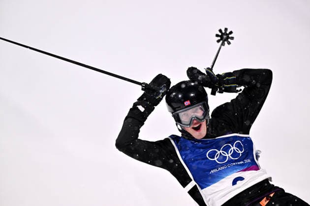 (260218) -- LIVIGNO, Feb. 18, 2026 -- Tormod Frostad of Norway celebrates during Freestyle Skiing Men s Freeski Big Air Final at the Milan-Cortina 2026 Olympic Winter games, Winterspiele,Spiele, Summer games in Livigno, Italy, Feb. 17, 2026. ) (MICO2026)ITALY-LIVIGNO-OLYMPIC WINTER GAMES-FREESTYLE SKIING-MEN S FREESKI BIG AIR-FINAL ZhangxHongxiang 
