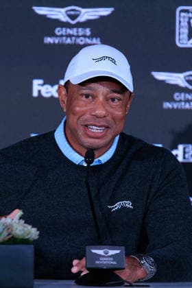 February 17, 2026, Pacific Palisades, California, USA: Tiger Woods speaks during a press conference, PK, Pressekonferenz of the 2026 Genesis Invitational Golf Tournament on Tuesday February 17, 2026 at the Riviera Country Club in Pacific Palisades, California. JAVIER ROJAS PI Pacific Palisades USA - ZUMAp124 20260217_zaa_p124_029 Copyright: xJavierxRojasx