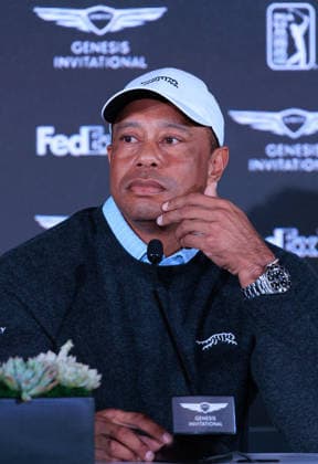 February 17, 2026, Pacific Palisades, California, USA: Tiger Woods speaks during a press conference, PK, Pressekonferenz of the 2026 Genesis Invitational Golf Tournament on Tuesday February 17, 2026 at the Riviera Country Club in Pacific Palisades, California. JAVIER ROJAS PI Tiger Woods Press Conference  - ZUMAp124 20260217_zaa_p124_032 Copyright: xJavierxRojasx