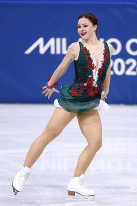 Milan Cortina Olympics: Figure skating, Eiskunstlauf Sofia Samodelkina of Kazakhstan performs in the women s figure skating short program at the Milan Cortina Olympics at Milano Ice Skating Arena in Milan on Feb. 17, 2026.  A14AA0005298591P