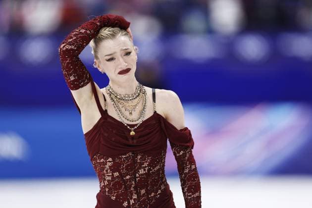 Milan Cortina Olympics: Figure skating, Eiskunstlauf Amber Glenn of the United States reacts after performing in the women s figure skating short program at the Milan Cortina Olympics at Milano Ice Skating Arena in Milan on Feb. 17, 2026.  A14AA0005298604P