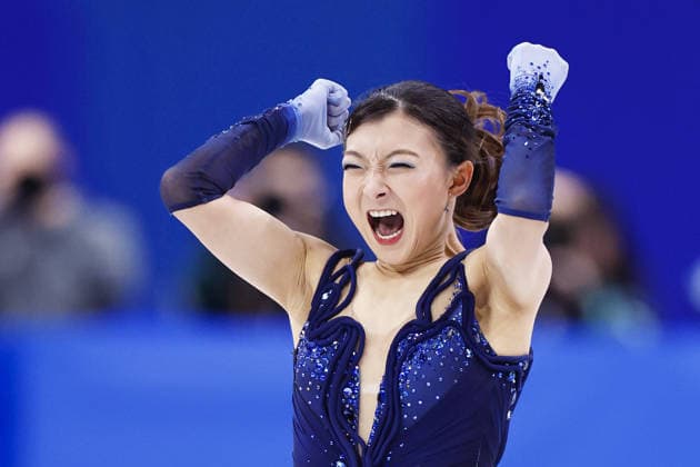 Milan Cortina Olympics: Figure skating, Eiskunstlauf Kaori Sakamoto of Japan reacts after performing in the women s figure skating short program at the Milan Cortina Olympics at Milano Ice Skating Arena in Milan on Feb. 17, 2026.  A14AA0005298607P