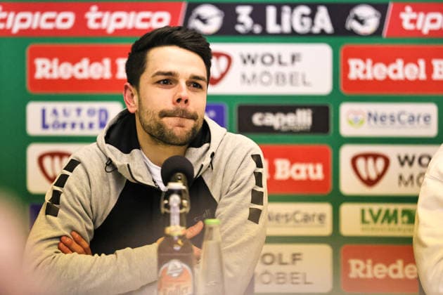 15 02 2026, Soccer, Gentlemen, 3 League, 24 Matchday Season 2025 2026 Third parties League FC Schweinfurt 05 FC Ingolstadt team manager Victor Kleinhenz FC Schweinfurt 05 on the Press conference, Single Schweinfurt Riedel Construction Arena in Sachs Stadio Bavaria Under Swiss francs Germany