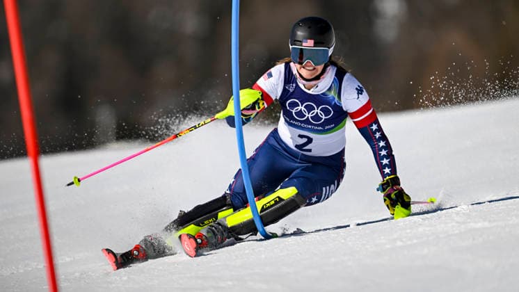 OLYMPICS - Winter Olympic Games, Olympische Spiele, Olympia, OS Milano Cortina 2026 CORTINA D AMPEZZO,ITALY,18.FEB.26 - OLYMPICS, ALPINE SKIING - Winter Olympic Games Milano Cortina 2026, slalom, women. Image shows Paula Moltzan (USA).  GEPAxpictures xAlexanderxSolc